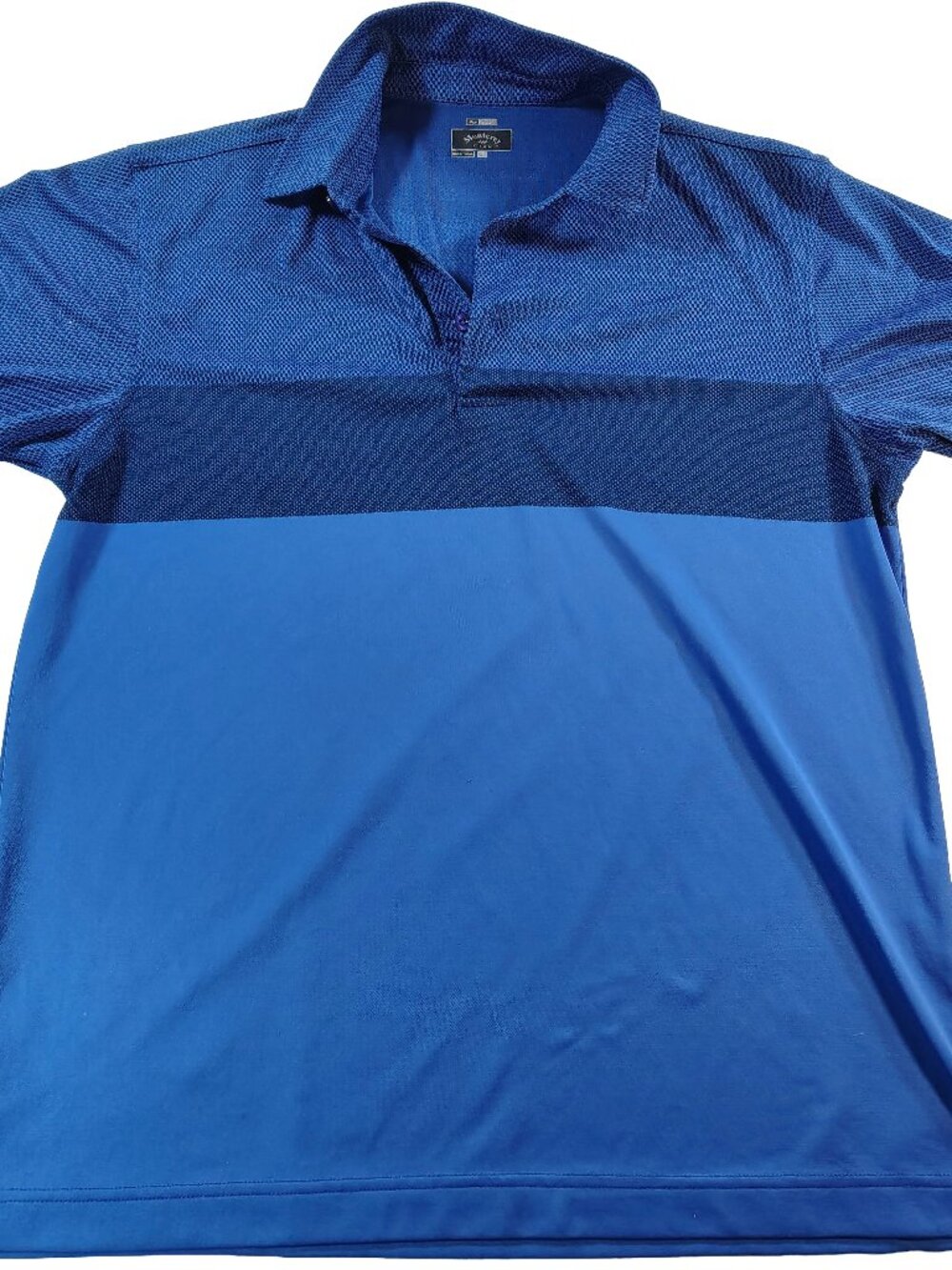 Men's Large Blue Short Sleeve Monterey Club Dry Swing Athletic Golf Polo Shirt